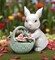 Ceramic Easter Bunny Rabbit With Flower Basket Figurine, Home Décor, Gift for Her, Gift for Mom, Spring Decor